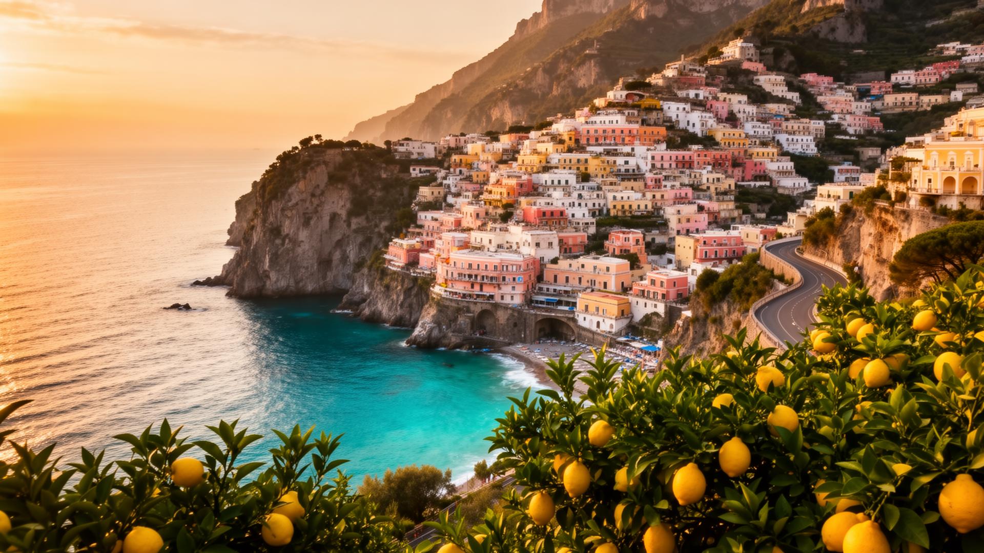 The Amalfi Coast at golden hour